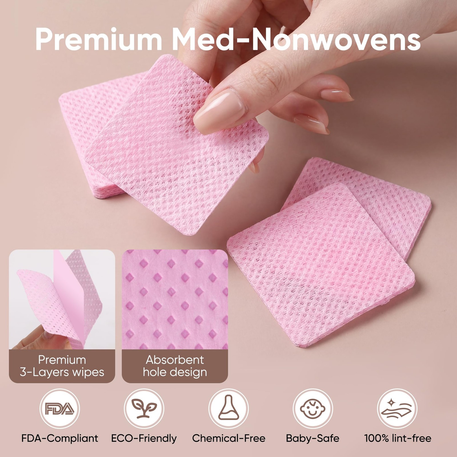 1200 Lint Free Nail Wipes, Acetone Polish Remover Pads, No Wipes…