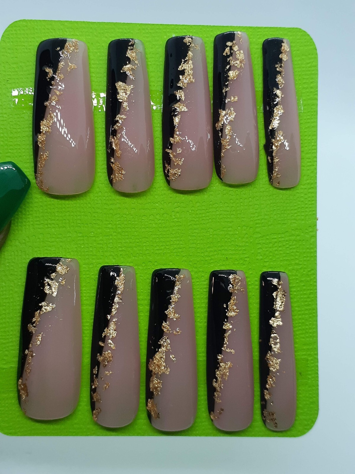 Black and Gold Elegant French Nude Press on Nails