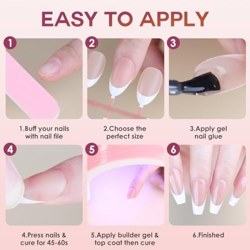 BORNBYME Short Square Gel Nail Tips – 120 PCS Brown Matte French Tip Press On Na