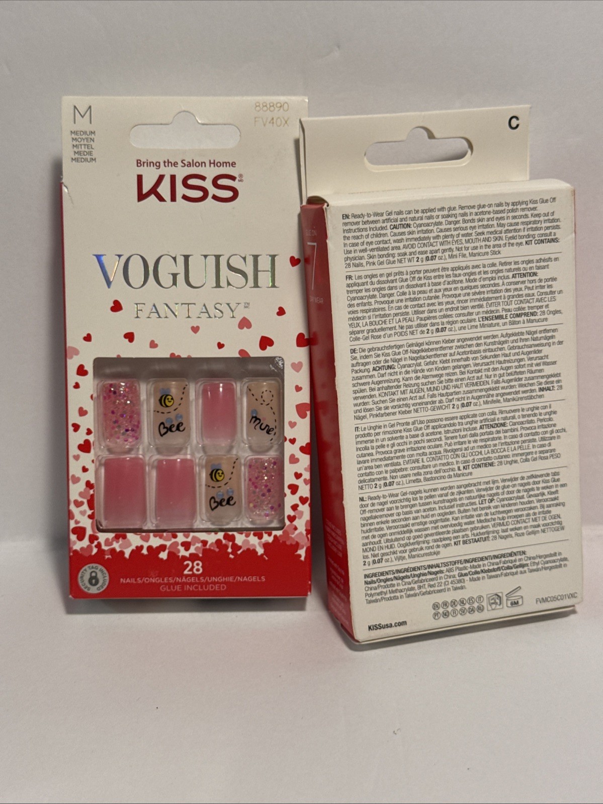 2 KISS Voguish Fantasy Valentine’s Day Fake Nails, ‘Crush’, 28 Count, 👀 My Page