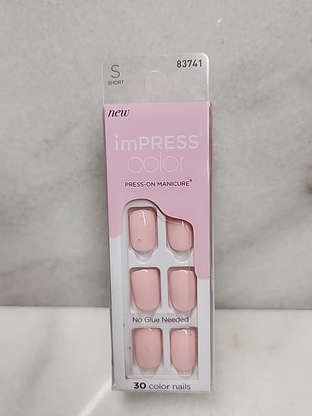 1 KISS imPRESS Color Press-On Manicure, Gel Nail Kit, PureFit Short Pick Me Pink