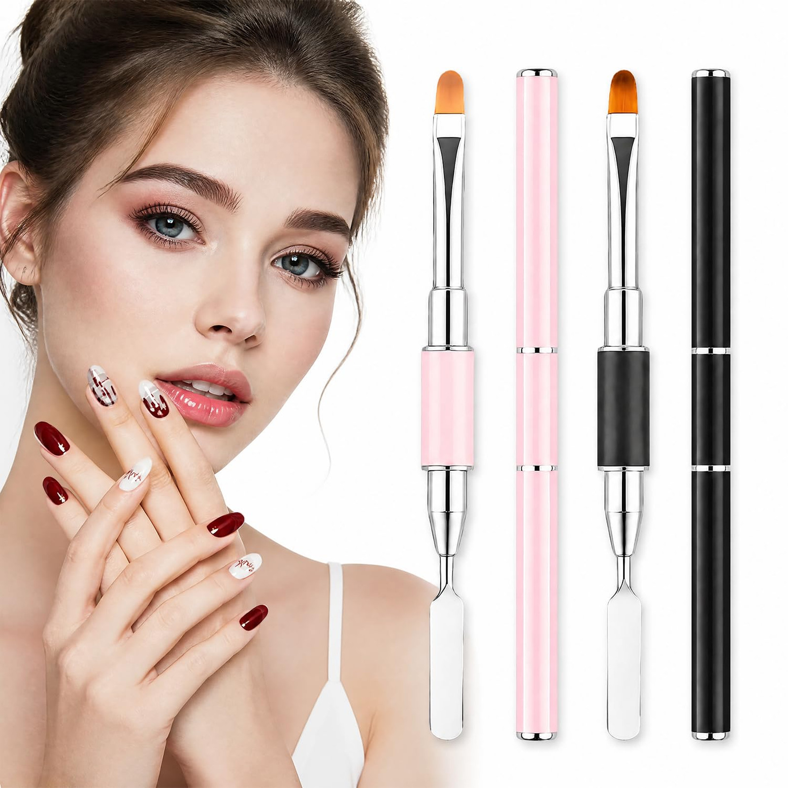 Dual Ended Gel Nail Brush Set, Nail Sculpting Tool for Poly Extension, Sculpture