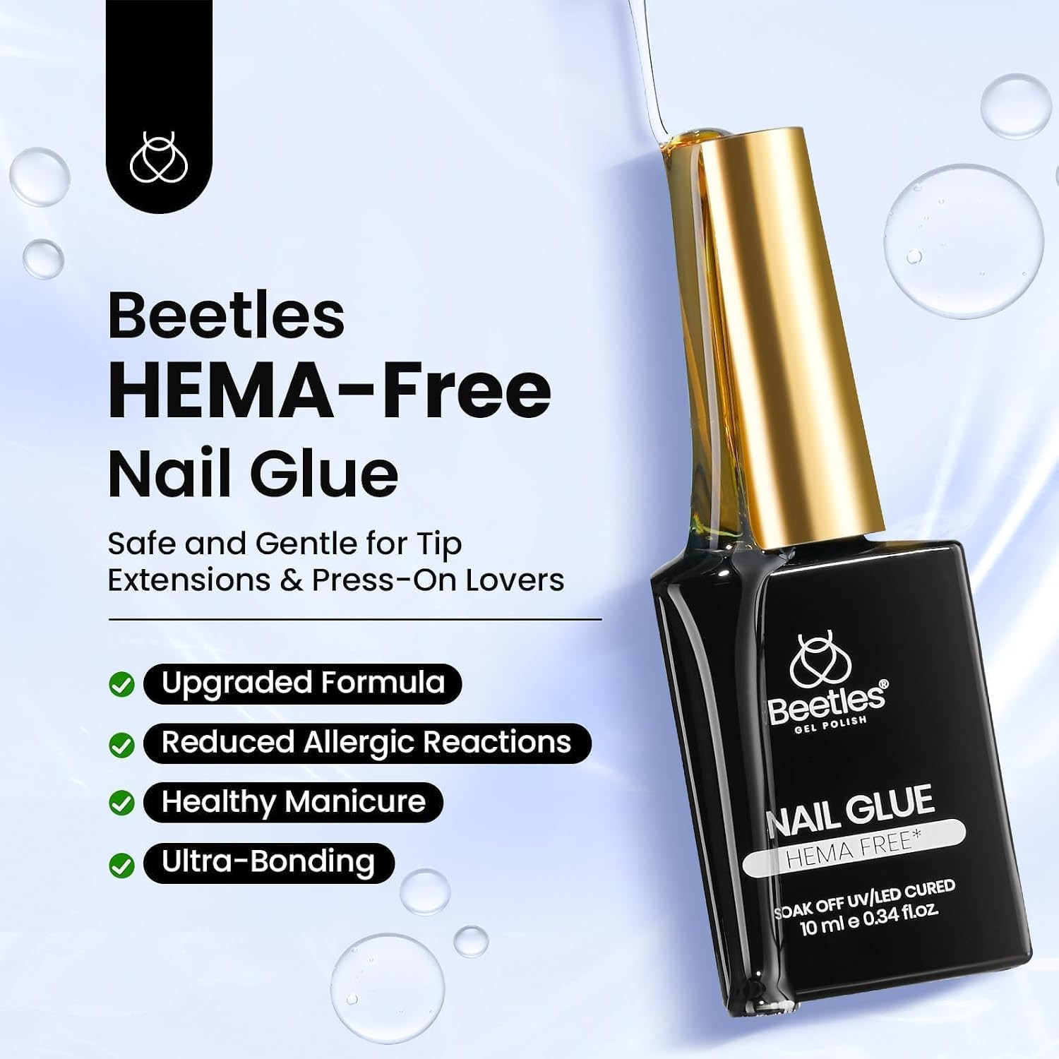 Beetles Hema Free Nail Glue Gel, 10Ml TPO Free UV Nail Glue | Super Strong for A