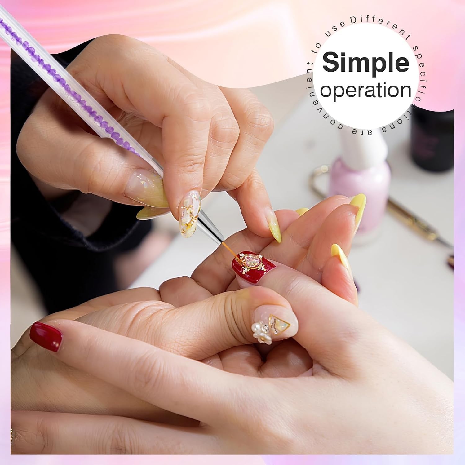 Nail Art Brushes 5PCS Nail Brush Set with Liner Brush and Dotting Pens for Ho…