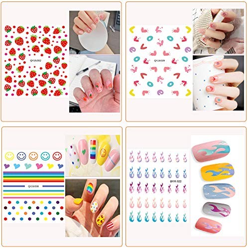 Nail Stickers for Women and Little Girls – 12 Sheets 3D Self-Adhesive 12 Pack