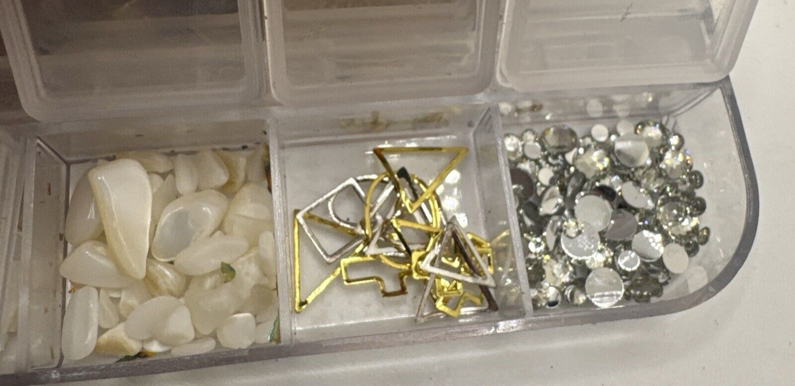 Mix Size Nail Art Gold, Silver stars hearts Glitter Foil, Crystal Gems Decor