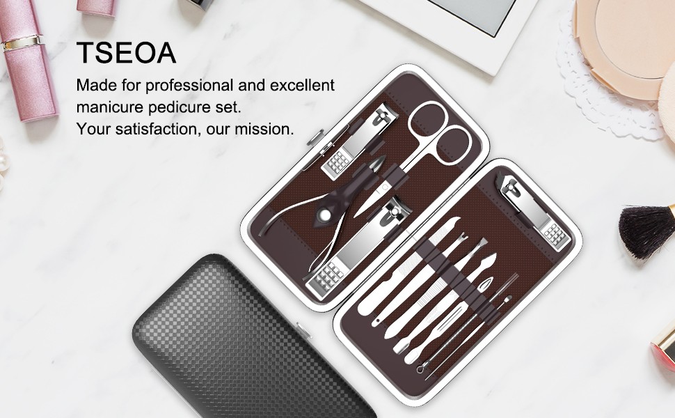 Professional Manicure and Pedicure Kit, 12-Piece Premium Grooming Set with Nail