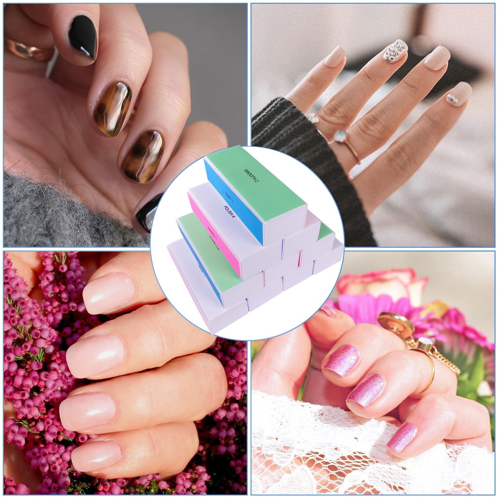 4 Way Nail Buffer Block (10 Pcs), Nail Shine Buffers Blocks Files for Natural…