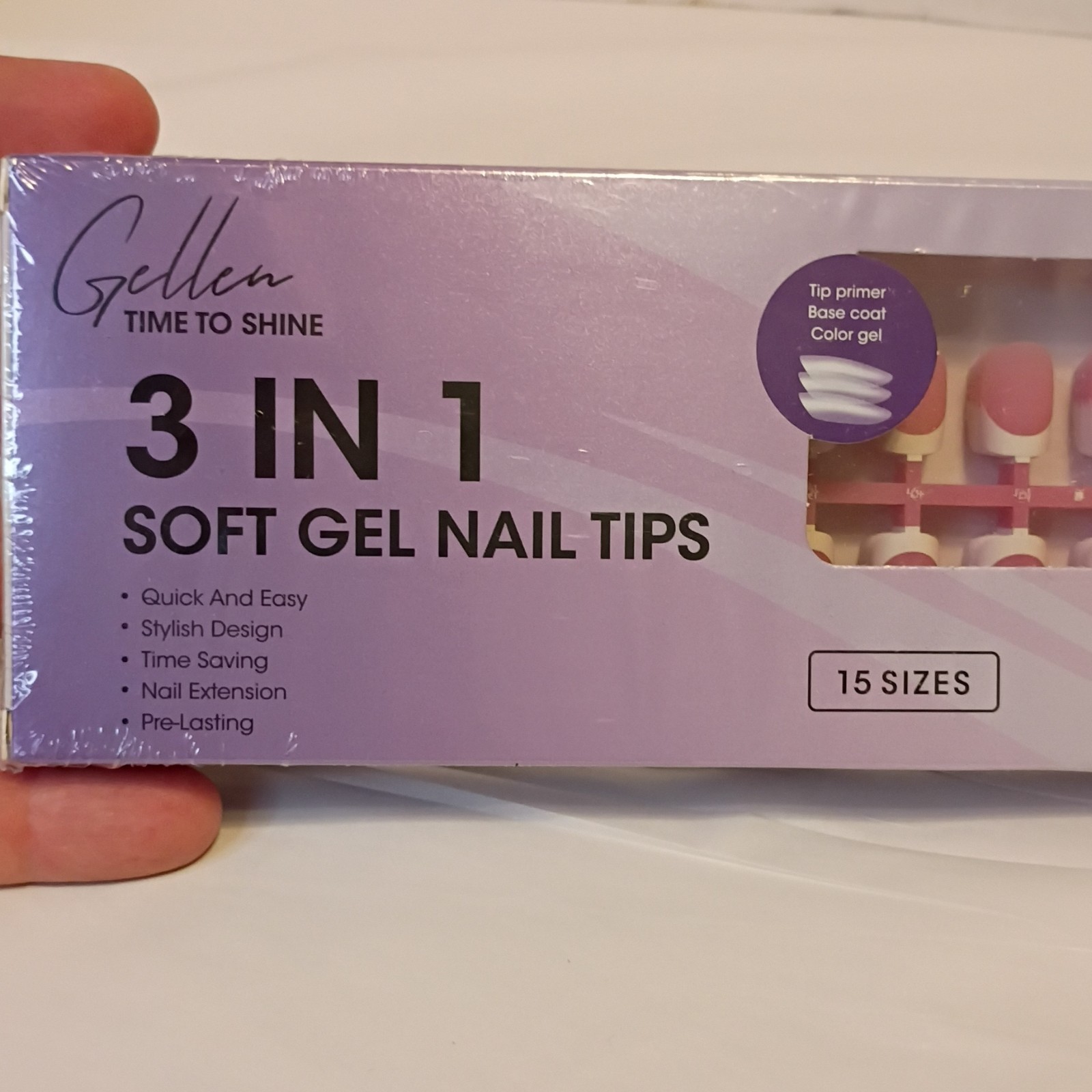 Gellen Soft Gel Nail Tips Pink White Quick Easy Stylish 15 Sizes Nail Extension