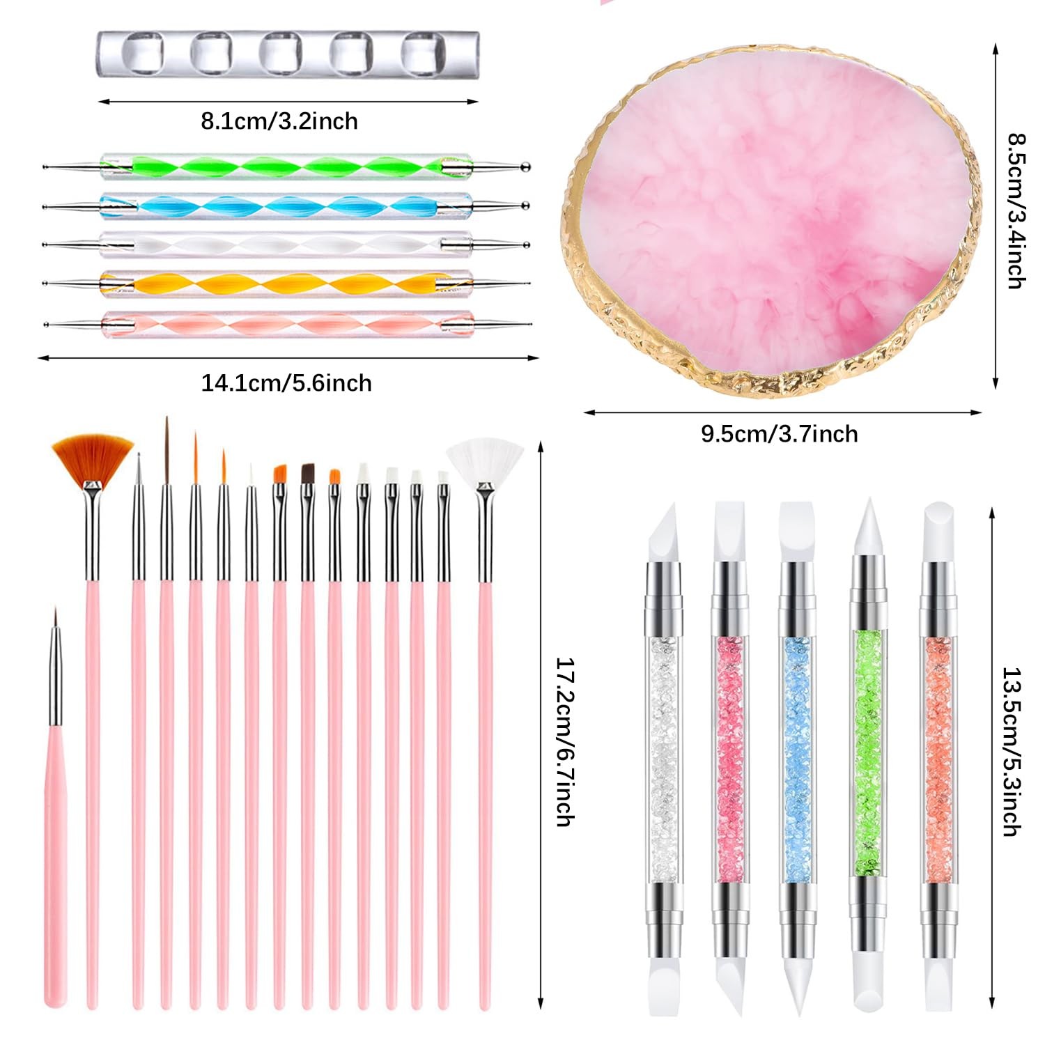 Nail Art Tools 27Pcs Set,Nail Art Brush,Resin Nail Art Palette,5 Pcs Nail Art…
