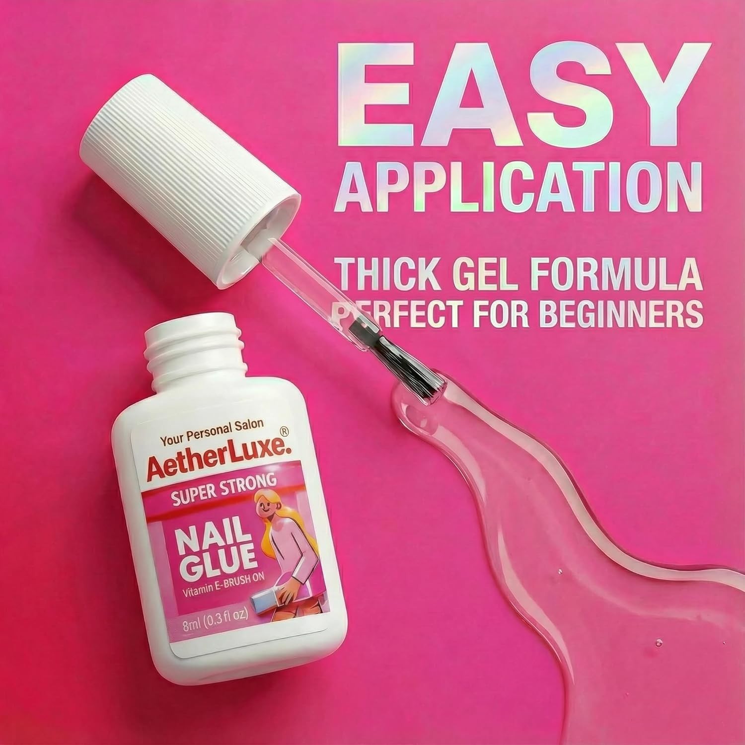 Super Strong Nail Glue for Press On Nails,5S Instant Dry,Up to 30 Days, 8ml