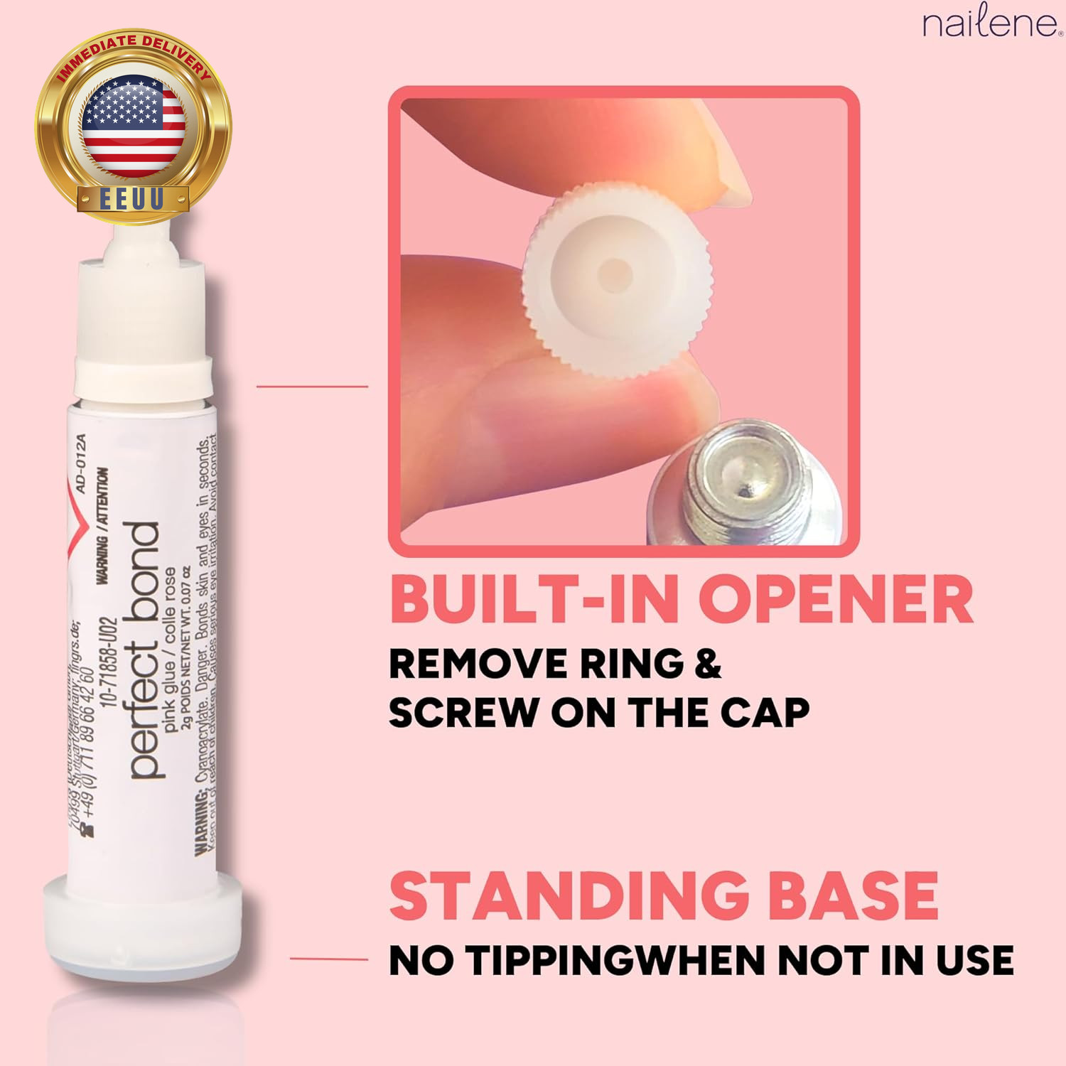 Perfect Bond Nail Glue, Super Strong, Durable, Easy to Apply Acrylic Nails, Pres