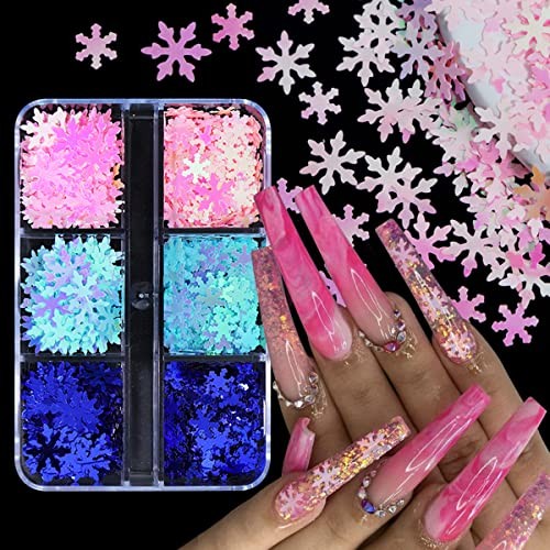 Blue Snowflakes Glitter Sequin for Nail Art Decorations, DIY Snowflake Nail