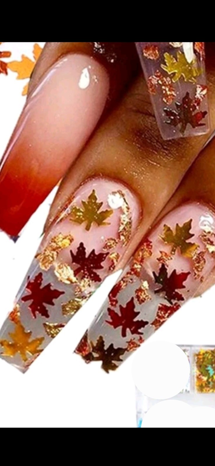 Autumn Maple Leaf Nail Art Sequins Glitter 3D Nail Flakes gold Color (1tsp)