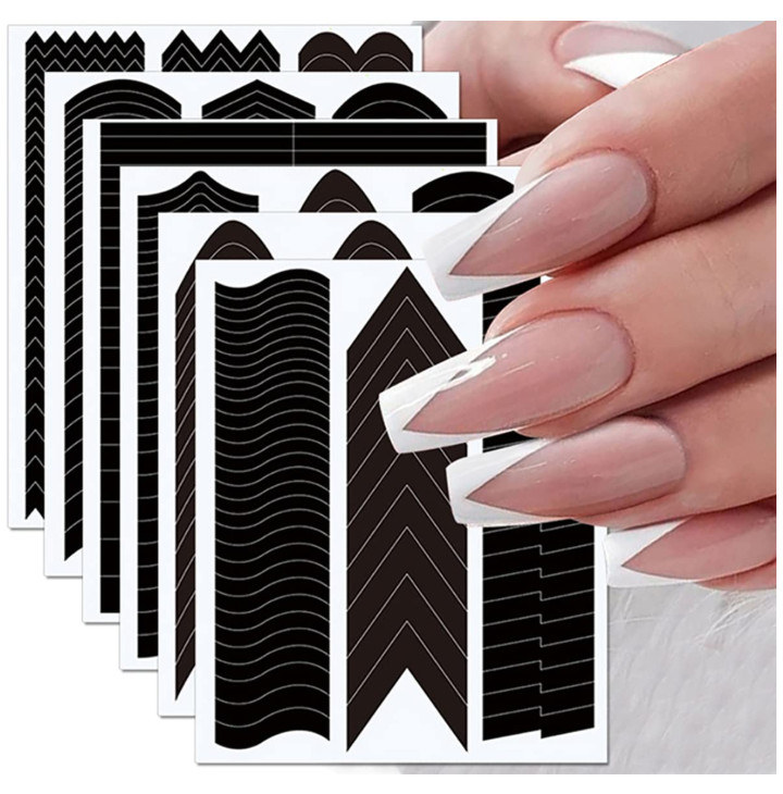 12Sheets French Tip Nail Guides Stencils Sticker French Manicure Template NH28