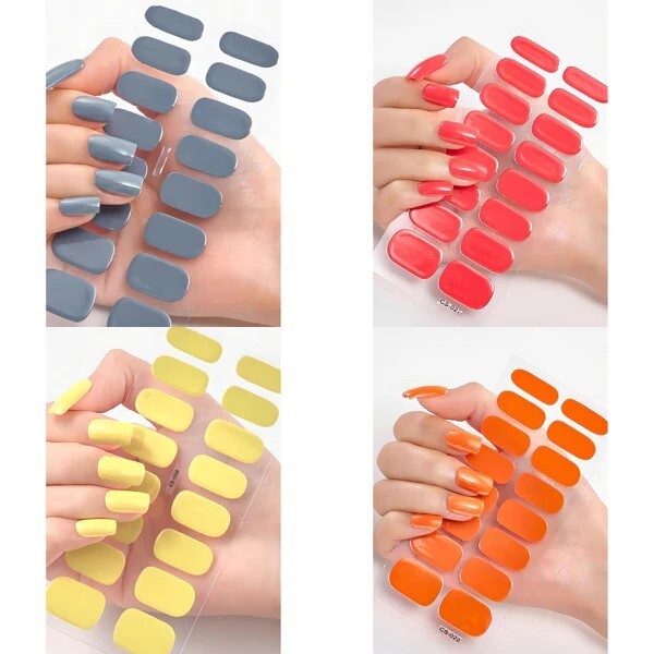 16 PCS semi Cured Gel Nail Stickersx3 Colours Of Your Choice £8 ♡ FREE Postage ♡