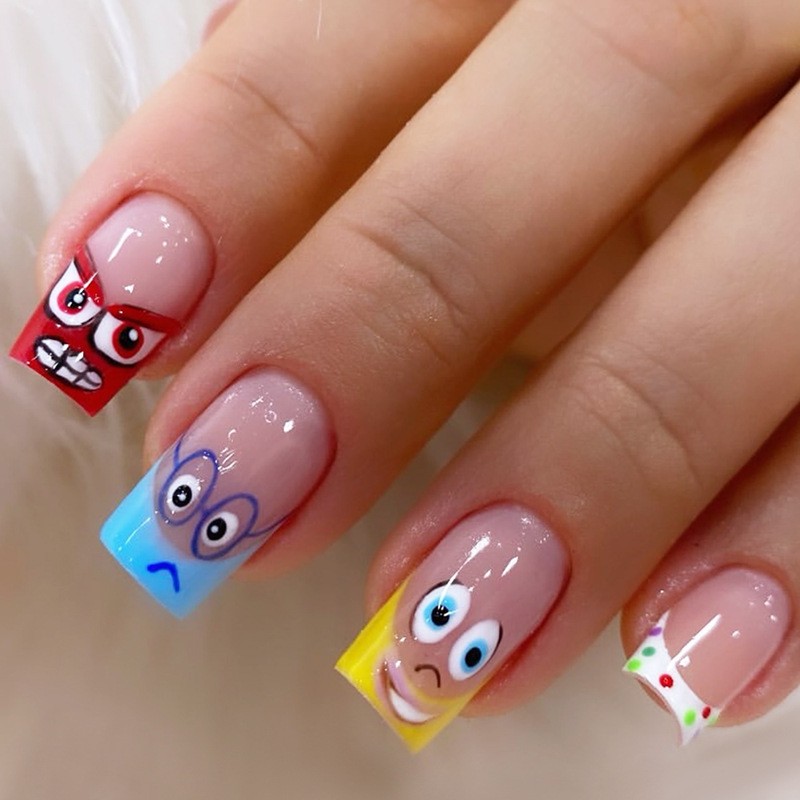 96pcs Cute Cartoon Press-On Nails Adorable Character Ready-to-Wear Wearable Nail