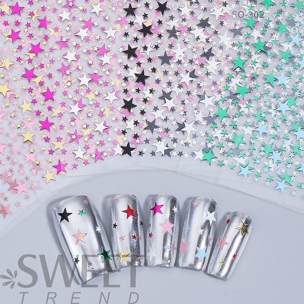 Stars Nail Art Stickers Decals 10 Sheets Supplies Self-Adhesive Peel SO302 NH30