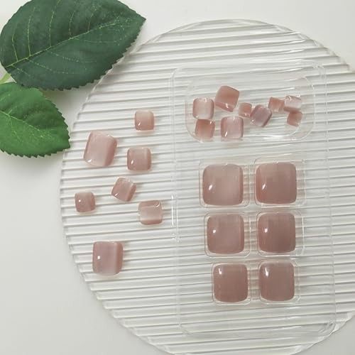 Press on Toenails for Women Short Toe nails Press ons Nude Pink Fake Cat Eye
