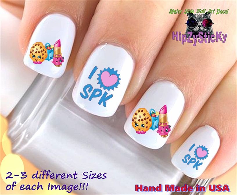 Nail Art Shopkins Season 1 Pink SPK KID Set + Bonus WaterSlide Decal Transfers