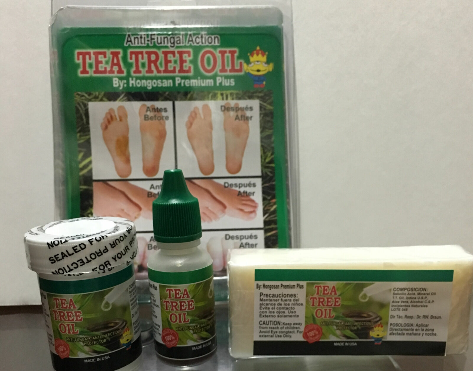 Pomada,Jabon & Gotas Tea Tree Oil Formula Feet Nails Fungus Hongos en Uñas Pies