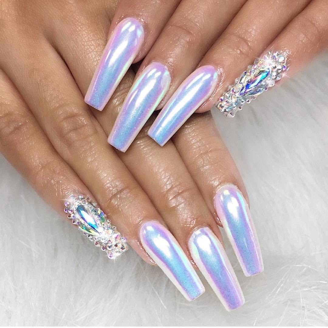 AB UNICORN AURORA NAIL CHROME POWDER Crystal MIRROR EFFECT RAINBOW Mermaid (um)