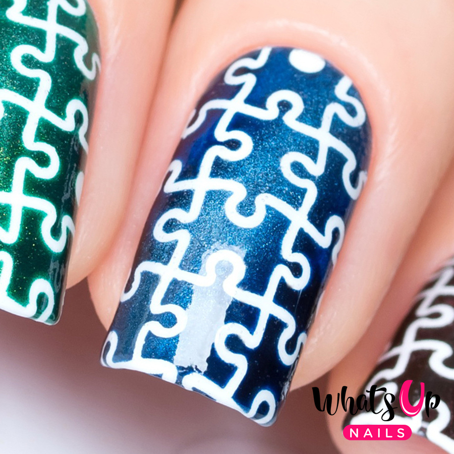 Whats Up Nails Puzzle Stencils for Nails, Autism Month Nail Stickers