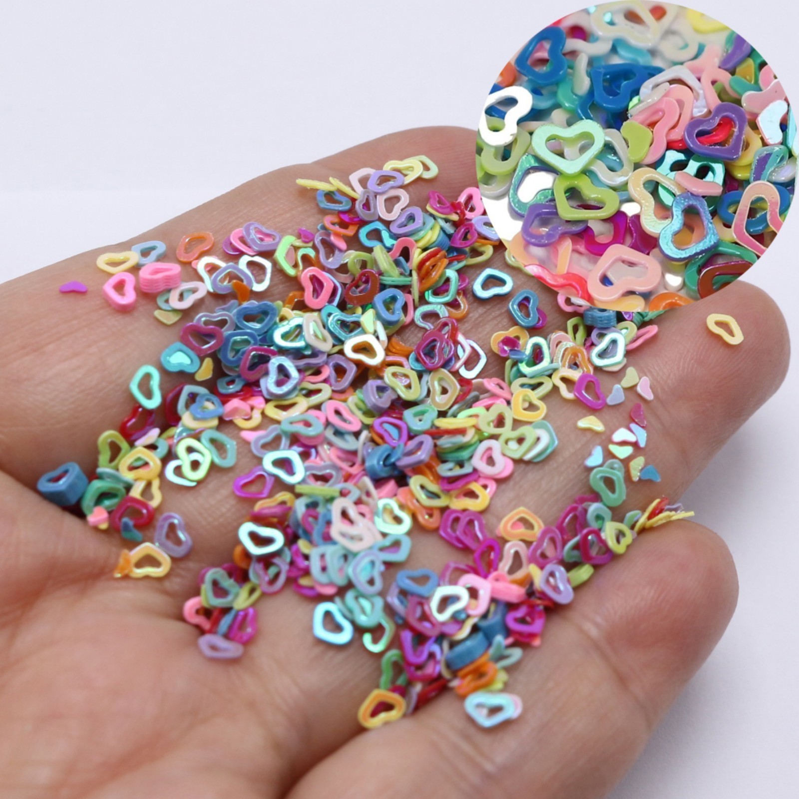 50Gram Mixed Color Hollow Heart Sequins Loose Tiny Tips 4X3mm Nail Art