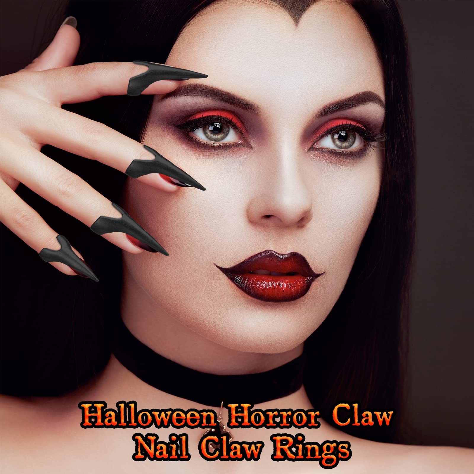 Hicarer 10 Pieces Finger Claws Rings Full Set Retro 0.6 inches, Black