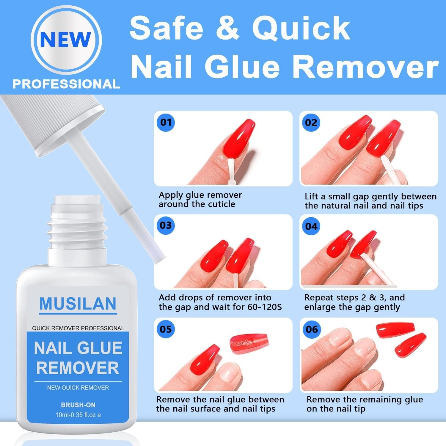 New Upgrade Nail Glue and Glue Remover Kit,Super Strong Nail Gel for Press On Ac