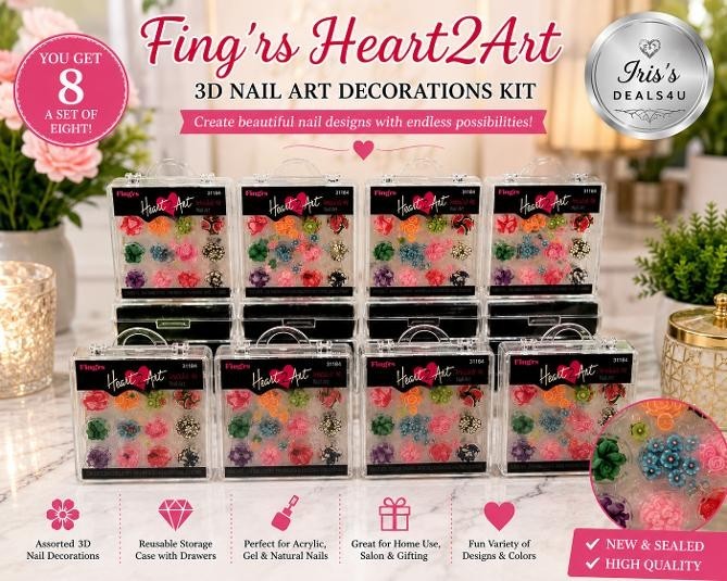 8 PACK Fing’rs Heart 2 Art Finger Nail Art Embellishments #31184 Embellish Me!