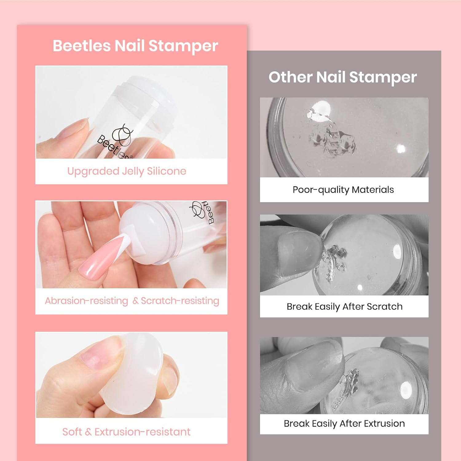 French Tip Tool: Stamp Gel Silicone Nail Stamp Kit | Long Silicone Stamper, Peel