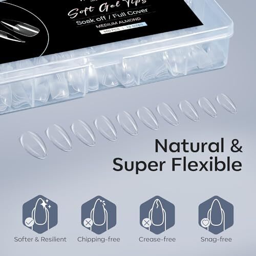 Medium Almond Nail Tips – 500Pcs Pre-shaped Half A1-Medium Almond-Half Matte