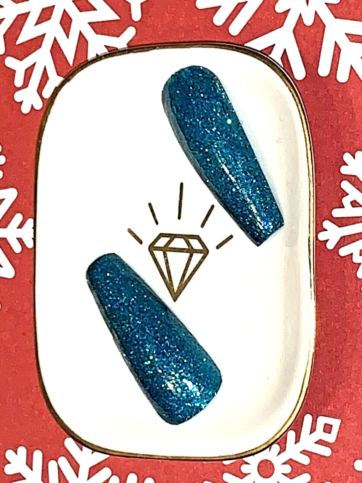 Custom Designed Long Coffin Press On Nail Set Christmas China Glaze Green Polish