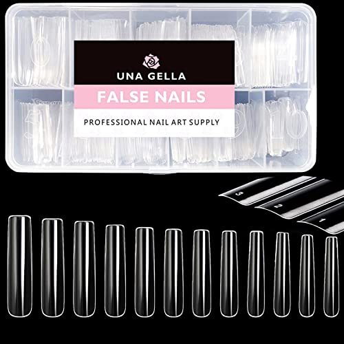 Extra Long Tapered Sqaure Nail Tips Full Cover 504pcs No C Curve Full Square