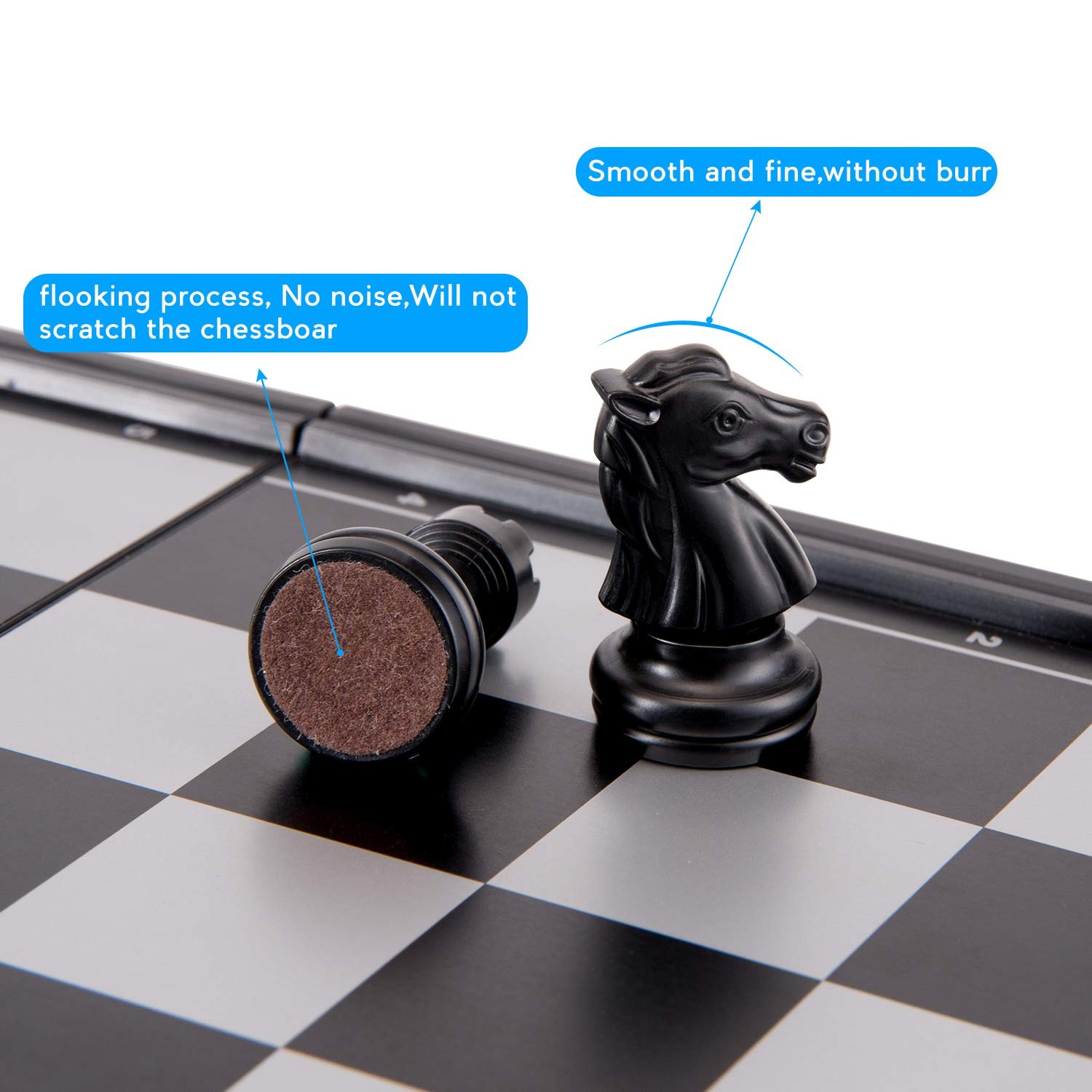 AMEROUS 10 Inches Magnetic Travel Chess Set with Folding 10 inches, Black