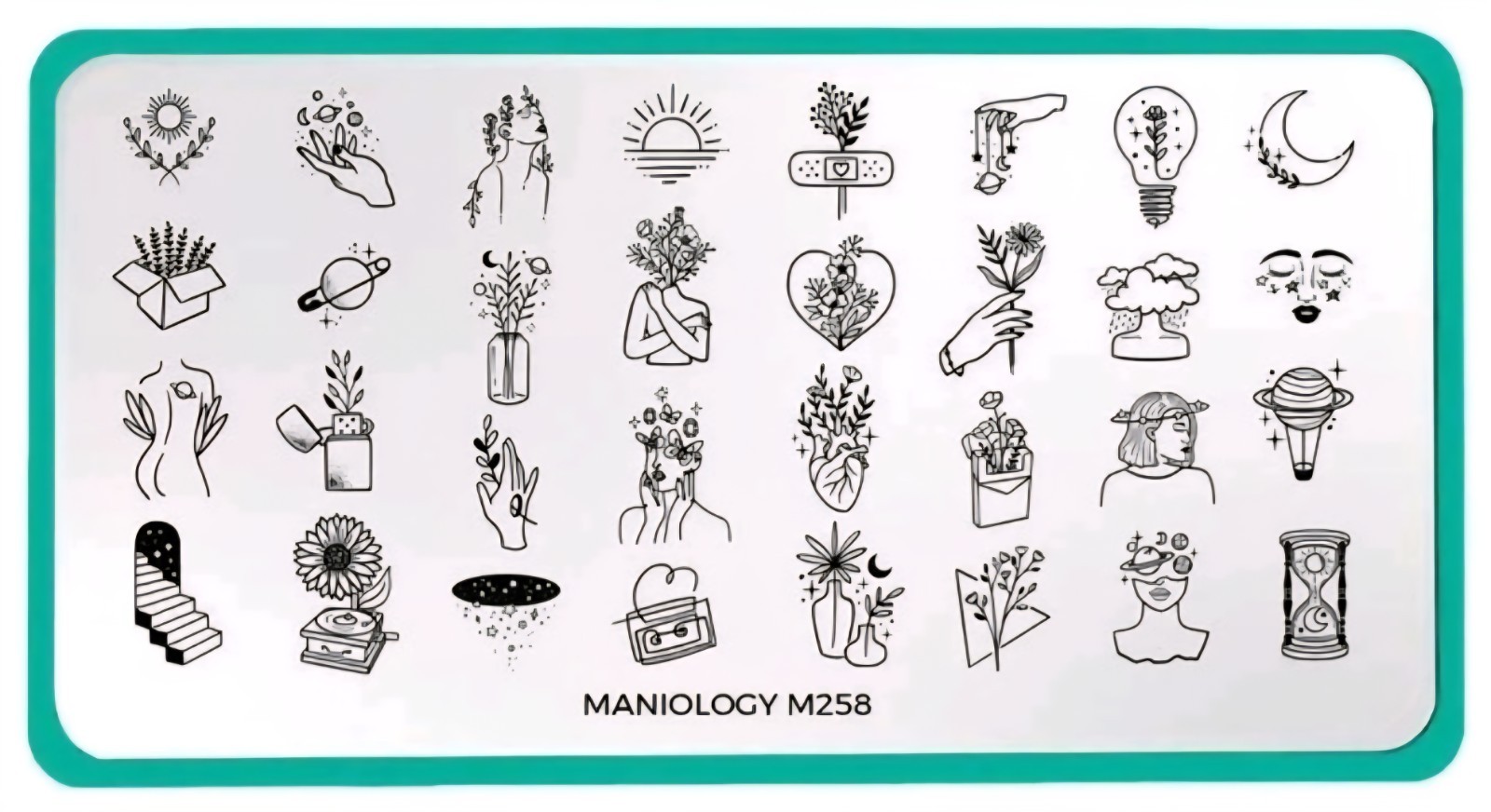 M258 Maniology Feminine Power Positive Healthy Mind Growth Nail Stamp Plate HTF
