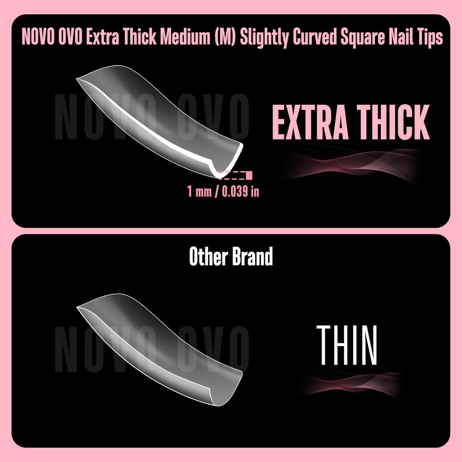 NOVO OVO Halloween Medium Slightly Curved Nail Tips M, Square
