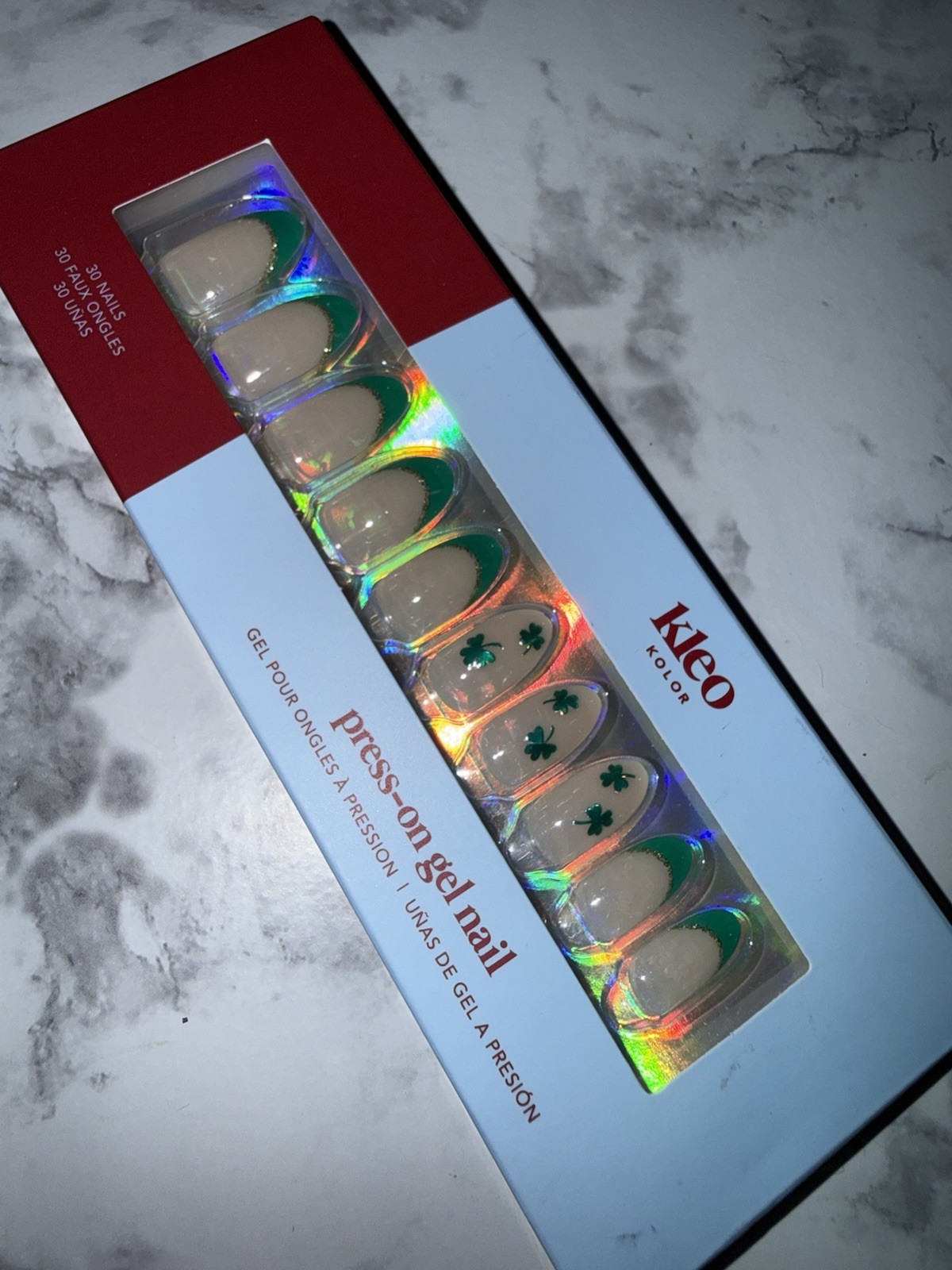 New Kleo Kolor Press-On Gel Nails – Almond Irish Kiss