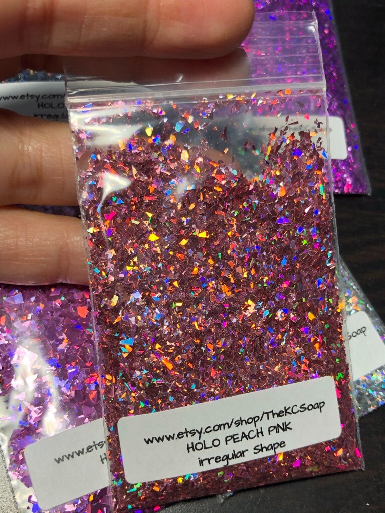 50g Solvent Resistant IRREGULAR CUT SHAPE Glitter PEACH PINK ART Nail Craft