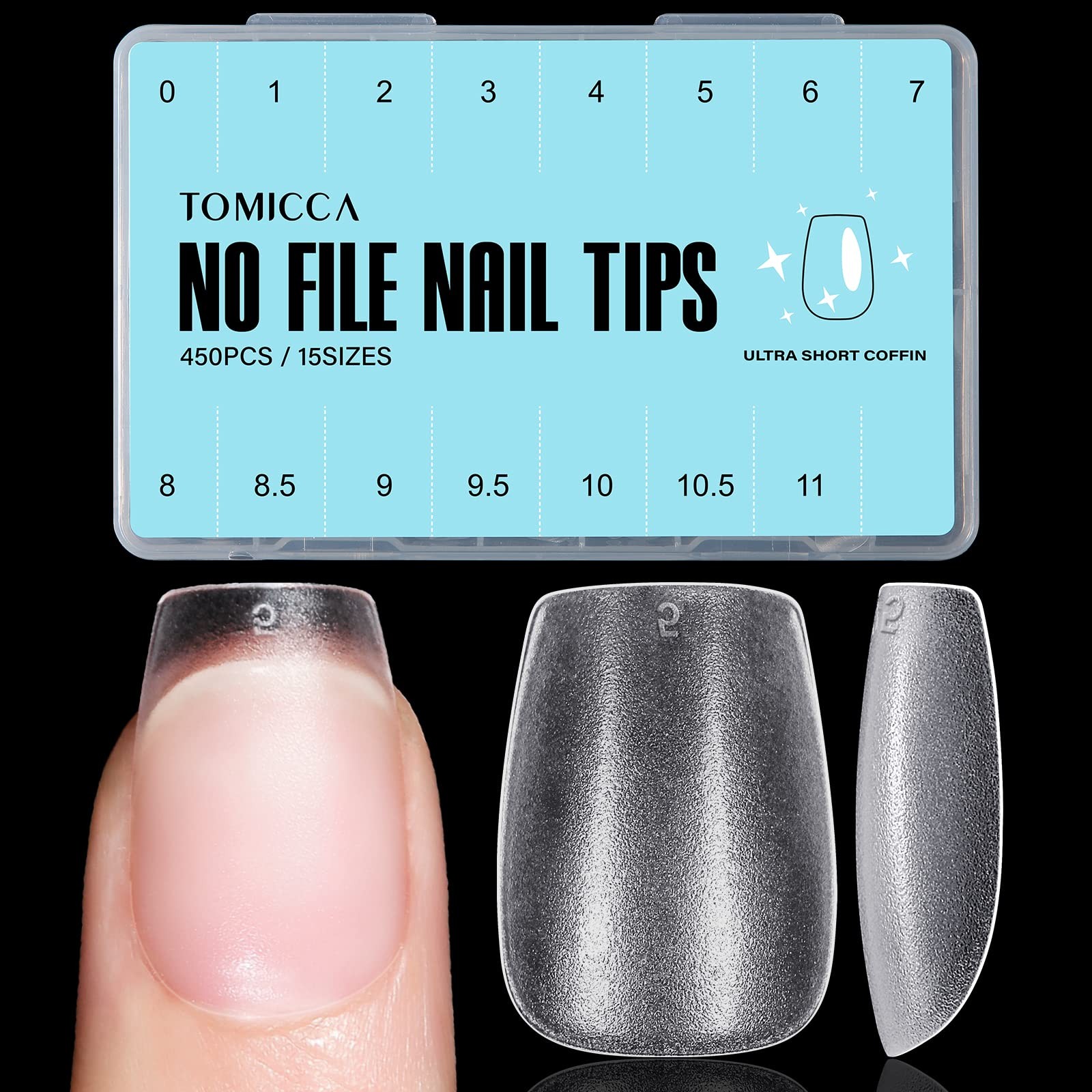 Extra Short Coffin Nail Tips Preshaped Clear Press on Nails 450Pcs