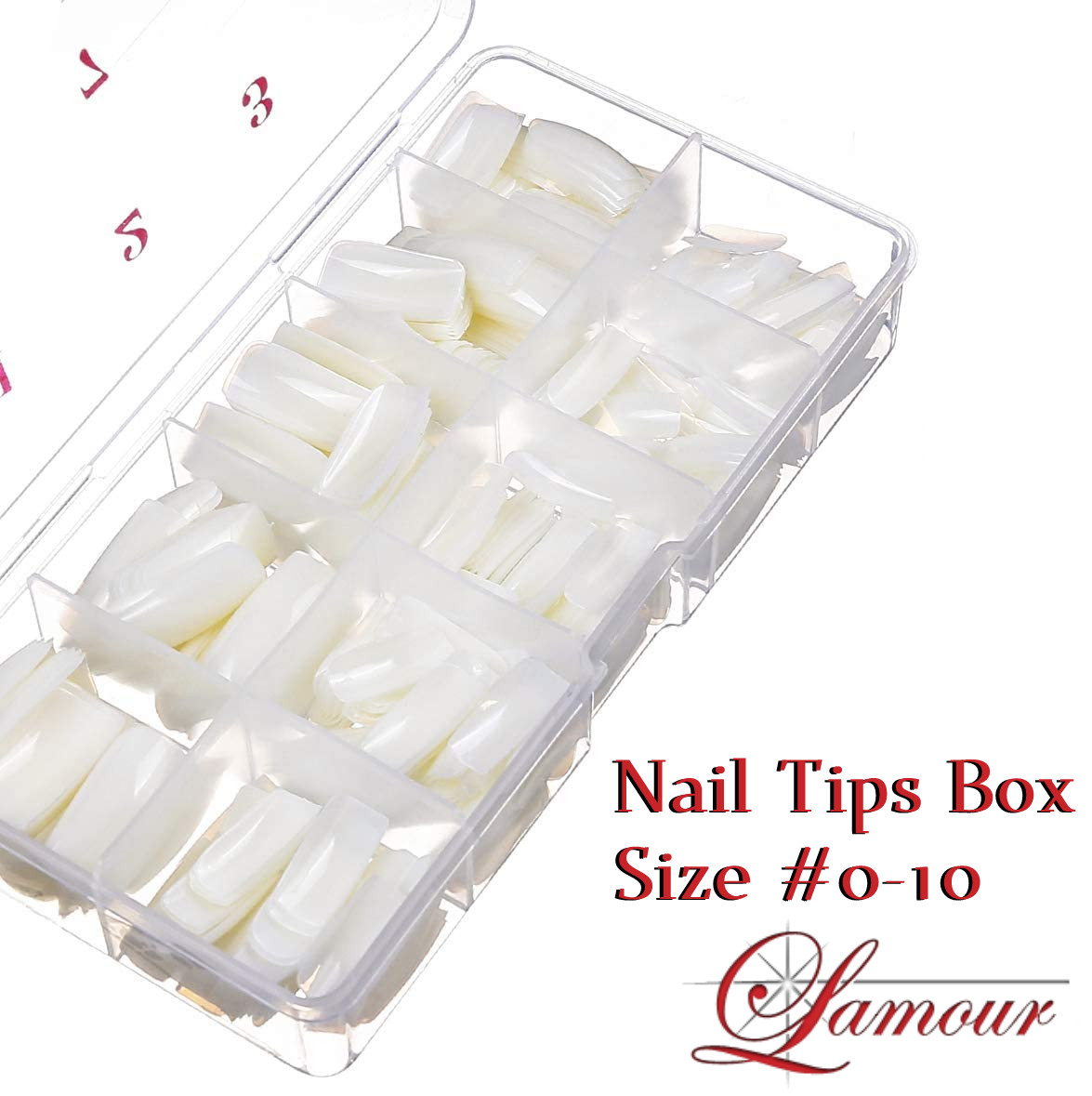 Lamour Nail Tip Box Size 0-10 – 50 pcs each size *YOU PICK STYLE*