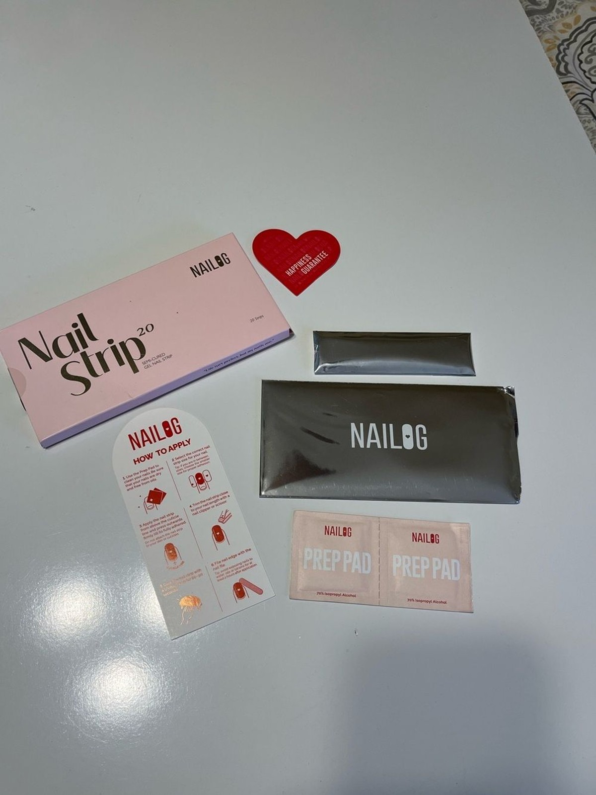 NAILOG Semi-Cured Gel Nail Strip Kit Black & White Design – NIB