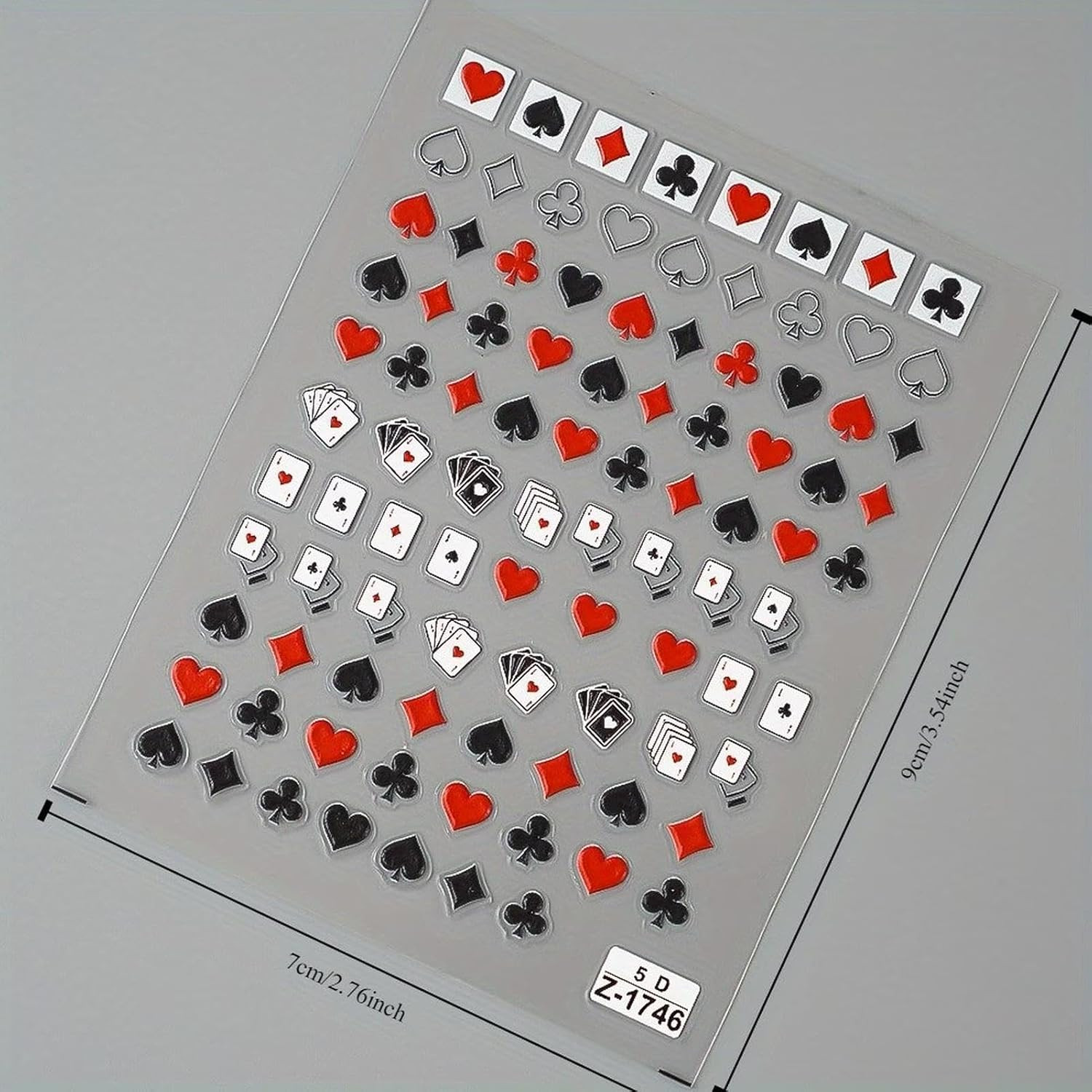 Poker Nail Stickers, Playing Cards Self-Adhesive Nail Art Decals for Women Girls