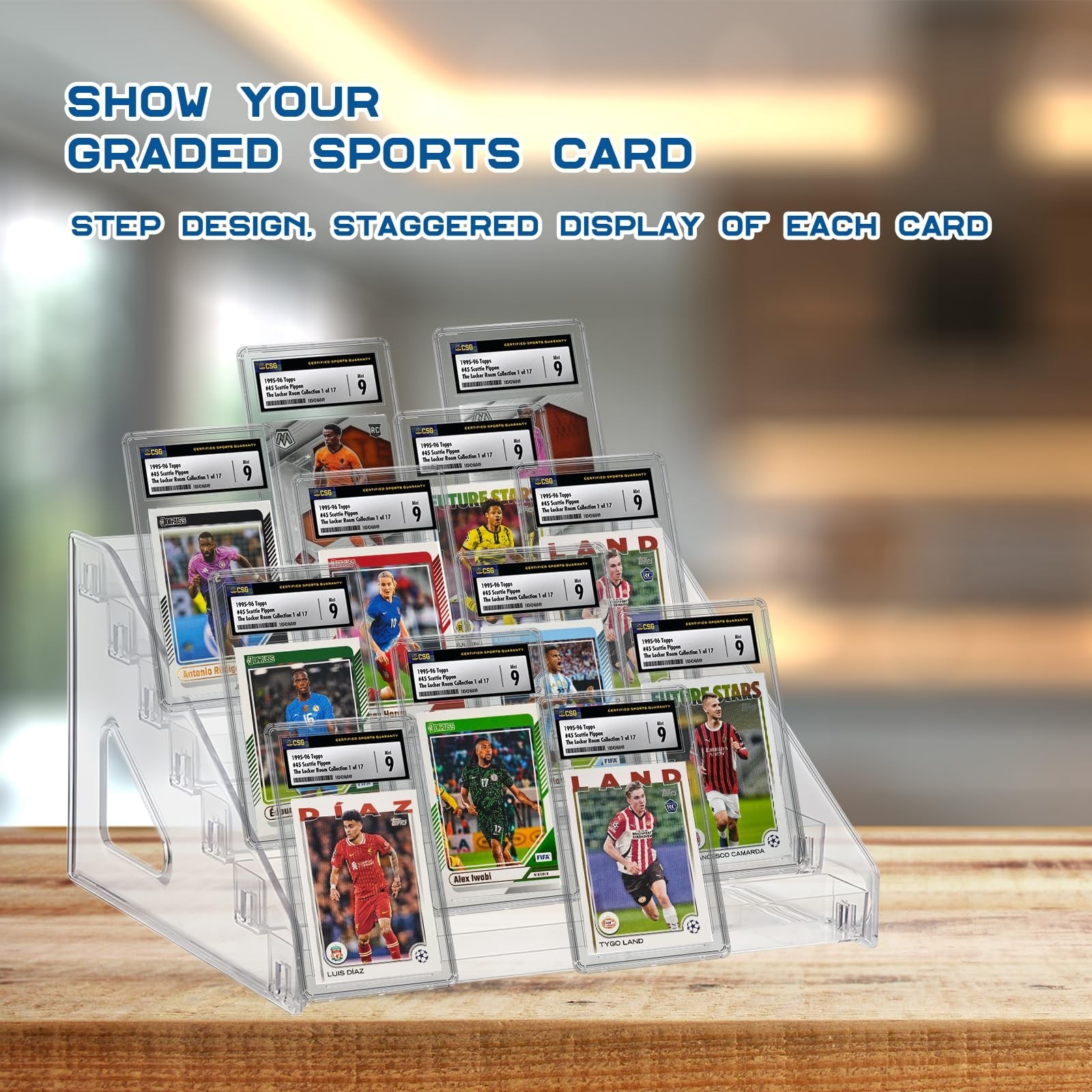 AAiphuwew 2 Pack 7 Tier Acrylic Card Display Stand, Display for Trading Cards…