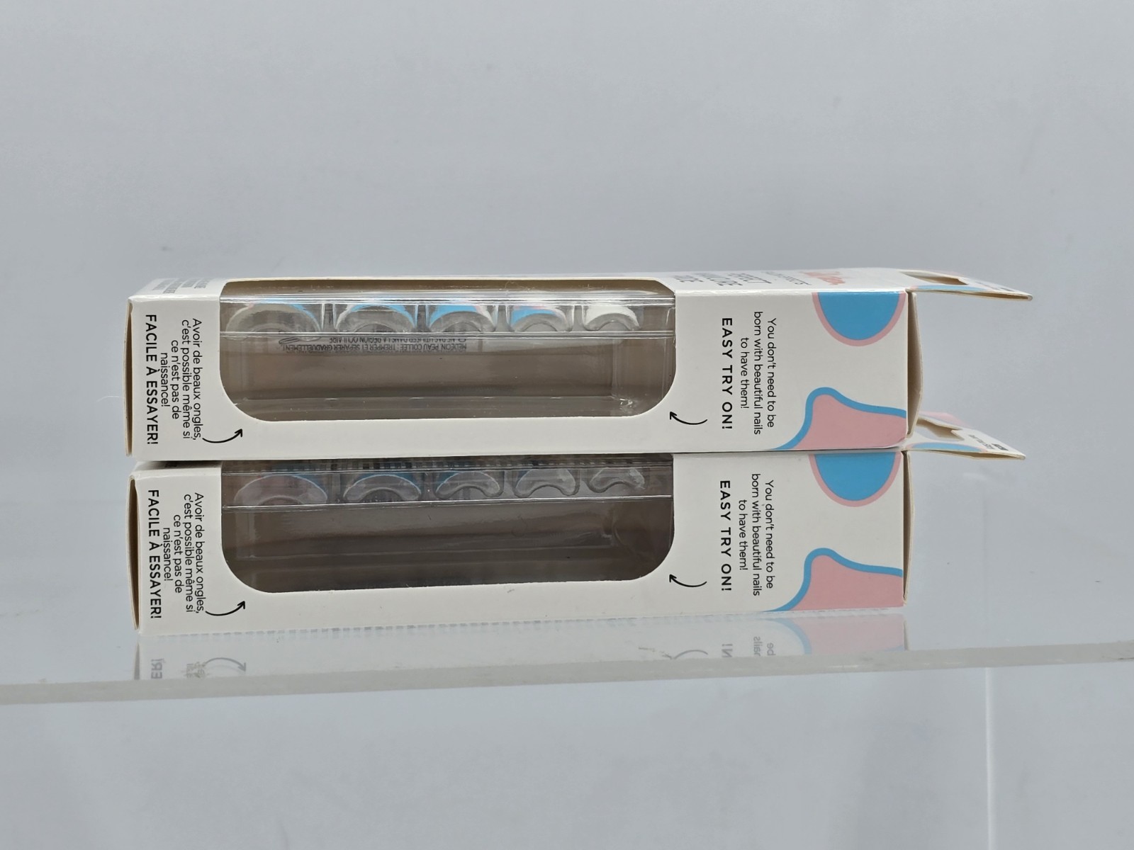 2 Lot Sally Hansen Perfect Manicure Press-On Nails – Square – Pink, Blue, White