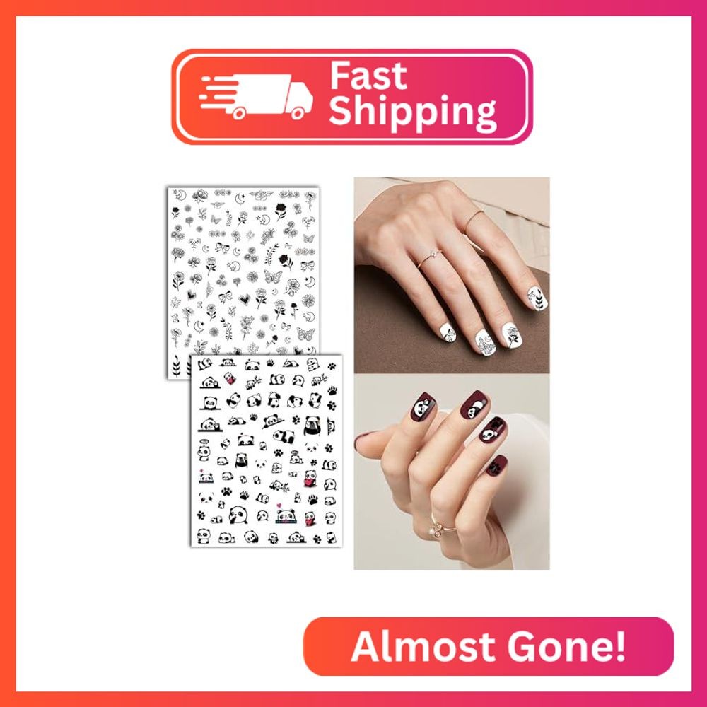 BASIFA Nail Art Stickers for Women Girls Kids, 18 Sheets Acrylic Decals with Twe