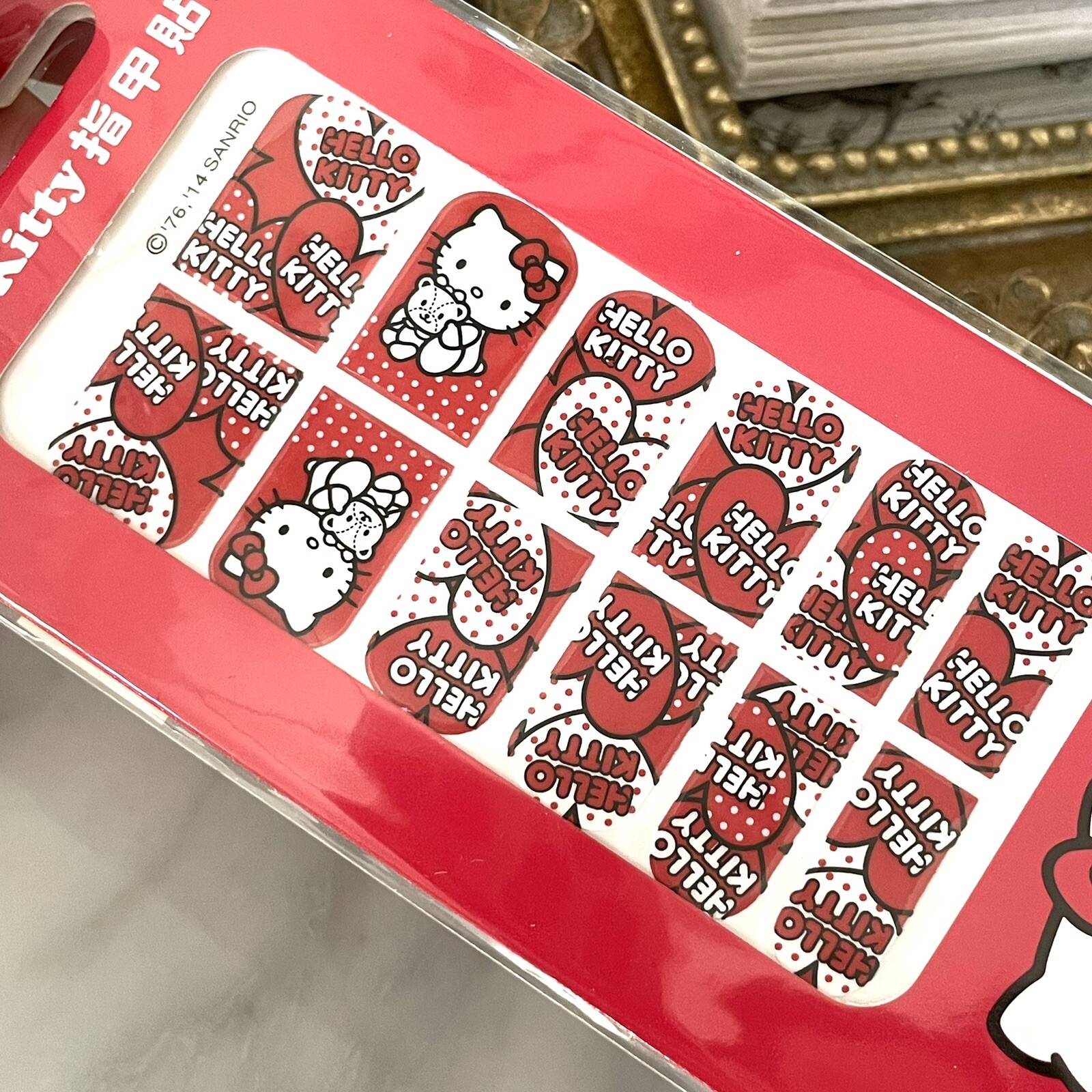Kawaii Hello Kitty Red Nail Full Wrap Stickers Strip Decals Cartoon Characters