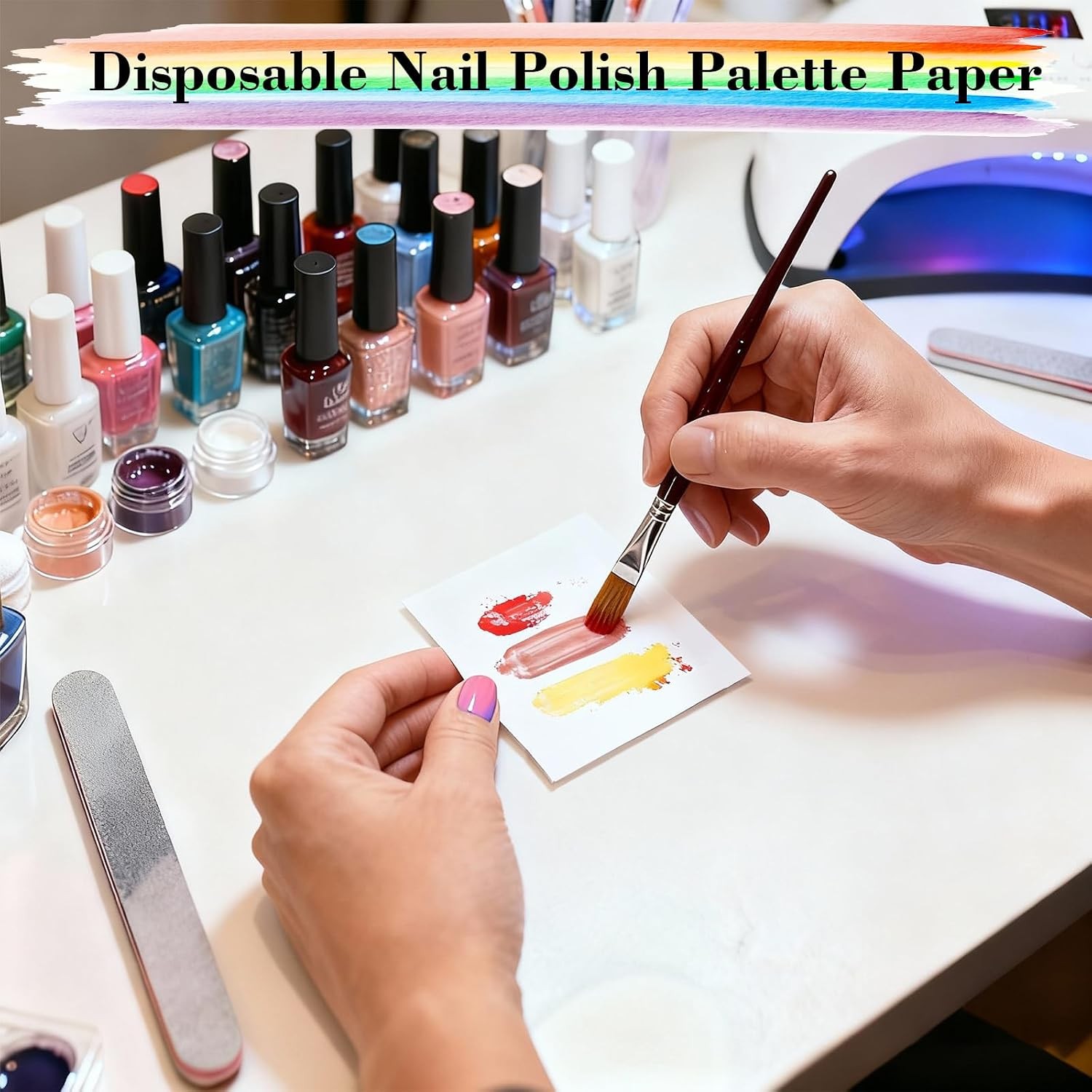 100 Sheets Disposable Nail Polish Palette Paper Double Side Gel Nail Art Palette