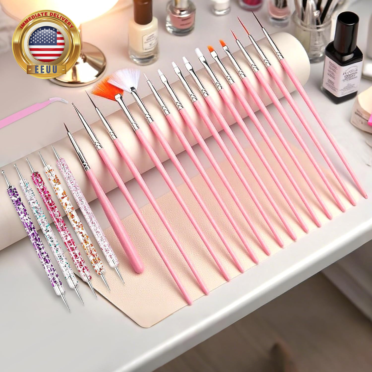 Nail Art Tools Set, Nail Art Kit for Beginners: 15 Professional Nail Brushes for